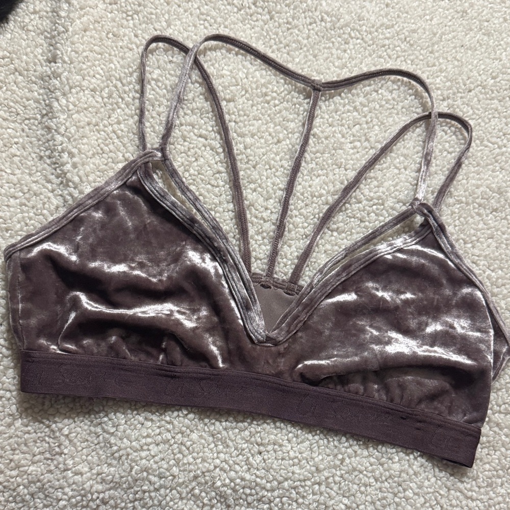 La SENZA Velvet Strappy Bralette in Mauve